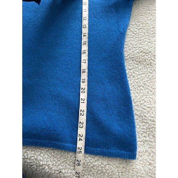 Lord & Taylor 100% Cashmere Round Neck Sweater Women Turquoise Blue Size L - Picture 6 of 7